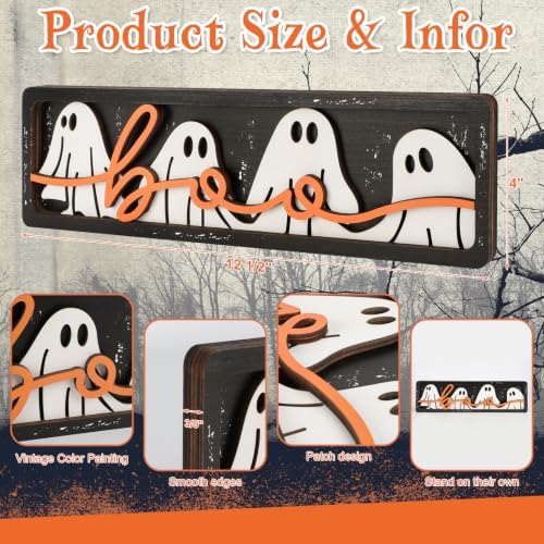 Vintage Halloween Boo Decorations for Office Home Table Mantel Shelf Desk - Image 2