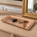 Monarch Abode Decorative Tray – 16-Inch Hand Hammered Copper Plated Metal Bathroom Tray Countertop, Vanity Trays Organizer, Perfume Plate for Dresser, Kitchen Countertop Large Fruit Platter - Image 3