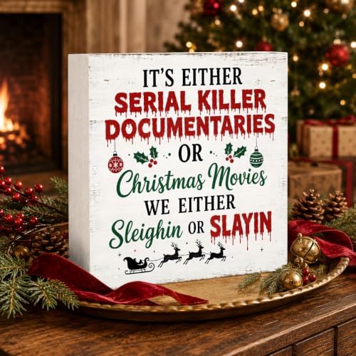 Christmas Decorations Funny Humor Quote Wood Box Sign - Image 3