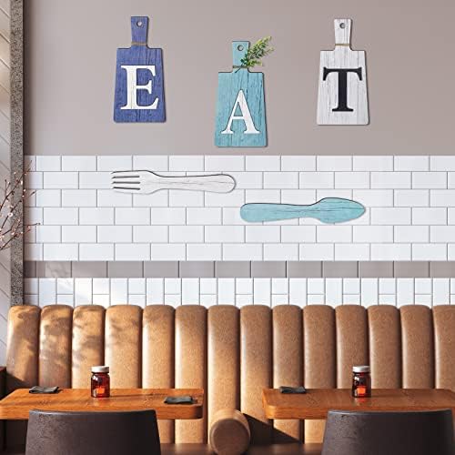Jetec Cutting Board Eat Sign Set Wall Decor, Dark Blue, Light Blue, White - Image 2
