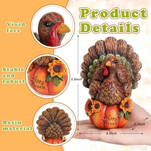 Thanksgiving Table Decor Fall Harvest Turkey Figurine for Home Decro - Image 2