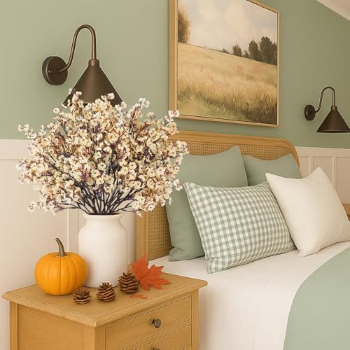 Uieke 30 Pcs Artificial Flowers Baby Breath Faux Champagne Artificial Gypsophila Bouquet Fake Silk Flowers Real Touch for Home Office Kitchen Wedding Wall DIY Room Farmhouse Décor - Image 6