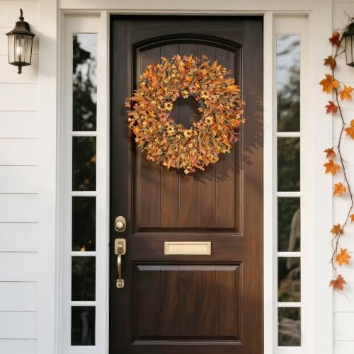 Ghrdopy 24 Inch Fall Wreath Front Door, Artificial Daisy Decor - Image 6