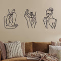 Photect 3 Pcs Metal Wall Art Minimalist Woman Line Decor, Cute, Black by Photect
