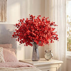 SITUMEIZI 6Pcs Red Artificial Baby's Breath Flowers 19.3 Inch Silk Gypsophila Bundles Real Touch Fake Flowers for Wedding, Home Decor, Fall Centerpieces DIY Floral Arrangement - Image 3