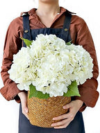 JINWOE 4PCS White/Cream Hydrangea Artificial Flowers, 21" Lifelike Latex Silk Real Touch Faux Hydrangea Flowers, Artificial Hydrangeas Bouquet for Wedding Centerpieces Tables Party Home by JINWOEArtificialFlowers