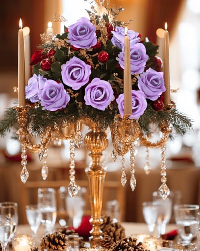 Coferset 50pcs Velvet Artificial Roses Flowers in Bulk,Lavender Purple - Image 7