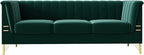 83.46" W Green Velvet Sofa Couch - Image 3
