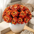 Ttranewsoo 24PCS Orange Fall Artificial Flowers, Fake Roses with Stems for Autumn Floral Arrangements, Thanksgiving Centerpieces, Harvest Table & Home Decor, 16.5 Inch by Ttranewsoo