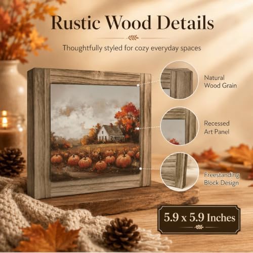 Autumn Home Decor Wood Plaque Sign, Pumpkin Farmhouse Art for Desk 02 - Image 3