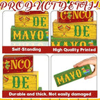 Yuntau 4 Pcs Cinco De Mayo Wood Blocks Tiered Tray Tabletop Centerpiece - Image 6