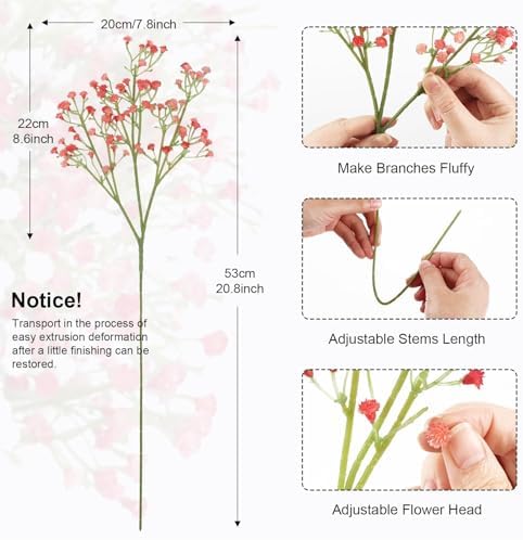 N&T NIETING Babys Breath Artificial Flowers Bulk, 15Pcs, Pink White - Image 3