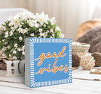 SRADMO Vintage Minimalist Blue Inspirational Wood Box Sign Desk Decor - Image 3