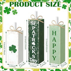 MiniInflat St. Patrick's 3 Pcs Table Decor, Wooden Block Sign Tiered Tray - Image 2