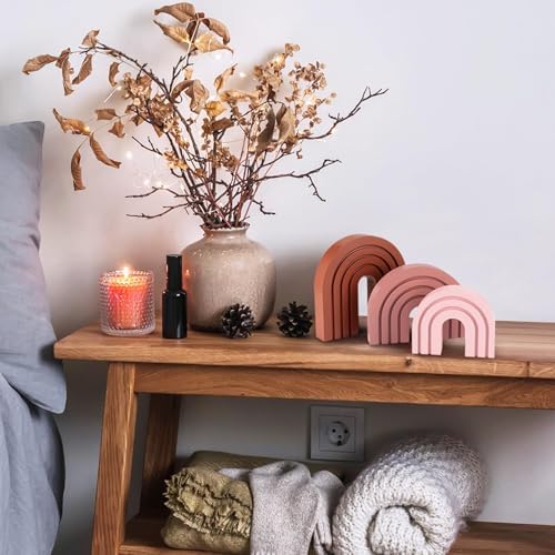 3 Set Pink Boho Shelf Decor Wood Arch Ends - Image 5