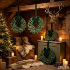 4 Pcs Small Christmas Hanging Wreaths with Artificial Cedar Pine Greenery Dark Green Velvet Ribbon Mini Cabinet Wreath for Porch Front Door Window Wall Farmhouse Rustic Christmas Winter Holiday Decor - Image 5