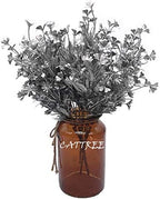 Artificial Plants for Christmas, CATTREE Plastic Grass Faux Shrubs Fake Leaves Simulation Flowers Bushes Home Indoor Outdoor Garden Wedding Festival Decoration Hall Table Planter Filler – Silver 2 Pcs - Image 5
