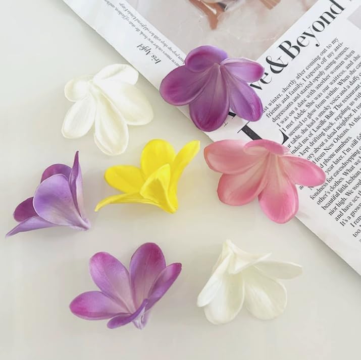 10 pcs Pink Artificial Plumeria Flowers with Stems,Real Touch,13inch - Image 4