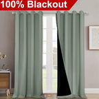 NICETOWN Greyish Green 100% Blackout Windows Curtains, Super Heavy-Duty Black - Image 2