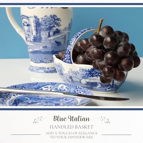 Spode Blue Italian Porcelain Handled Basket with Chip-Resistant Glaze - 6 Inch Decorative Serving Dish for Holiday Gift Giving, Hostess Presentation, Seasonal Table Accents - Image 3