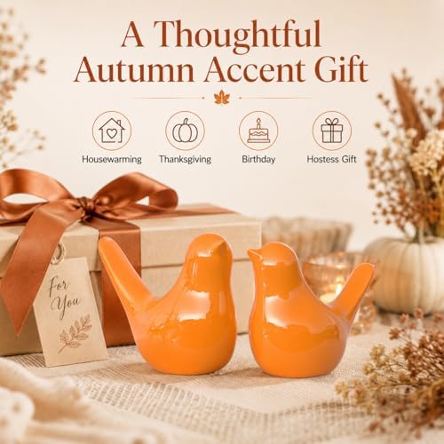 XMGZQ Small Ceramic Bird Statue and Sculpture for Home Decor Accents,Modern Animal Ornaments for Living Room,Bedroom,Coffee Table Centerpiece,Bookshelf,Cabinets,Cute Knick Knacks for Shelves (Orange) - Image 7