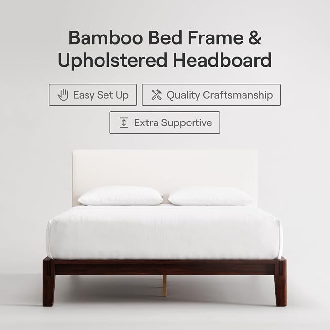 Nectar Bamboo Platform Bed Frame & Upholstered Headboard - Image 2