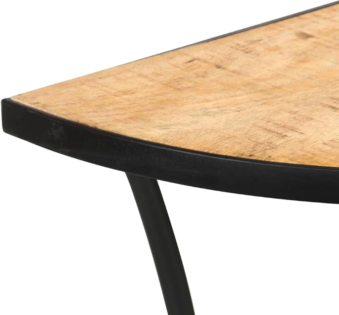 Industrial Style Side Table, Natural Solid Mango Wood, Lacquered Finish - Image 7