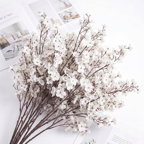 SITUMEIZI 6Pcs White Artificial Baby's Breath Flowers 19.3 Inch Silk Gypsophila Bundles Real Touch Fake Flowers for Wedding, Home Decor, Fall Centerpieces DIY Floral Arrangement - Image 5