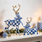 WDS WONDROUS Christmas Reindeer Decorations, Modern Blue White Table Decor - Image 5