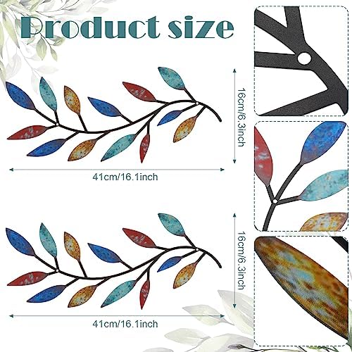 Zhengmy 2 Pcs Metal Leaf Wall Art Vine Branch Decor,Elegant Color - Image 2