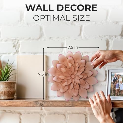 Succulent Metal Flowers Wall Decor - 3D Metal Wall Decor, Flower Art, Pink - Image 2