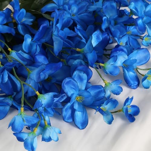 10 PCS Blue Artificial Orchids Silk Fake Orchid Flowers 27 Inches Faux Orchid Artificial Flowers for Wedding Party Home Decoration(Blue) - Image 5