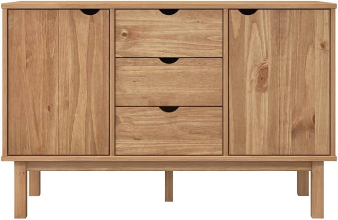 Scandinavian Sideboard with 5 Compartments, 3 Drawers and 2 Solid Wood Doors in - Image 4