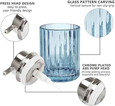 CERBIOR Bathroom Accessories Set, 4 PCS Glass Bathroom Set,Silver Blue - Image 3