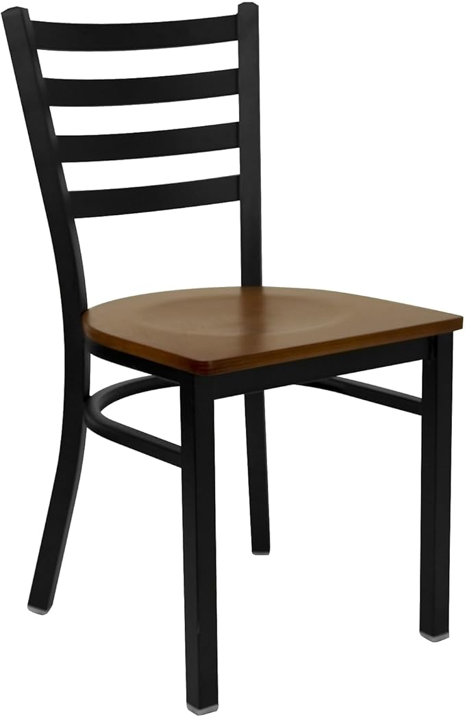 Flash Furniture HERCULES Series Black Ladder Back Metal Restaurant Chair by FlashFurniture