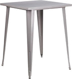Flash Furniture Nolan Commercial Grade 31.5" Square Silver Metal Indoor-Outdoor by FlashFurniture