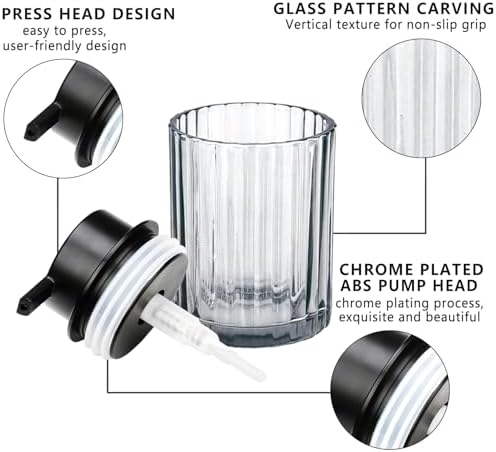 CERBIOR Bathroom Accessories Set, 4 PCS Glass Bathroom Set,Black Grey - Image 3