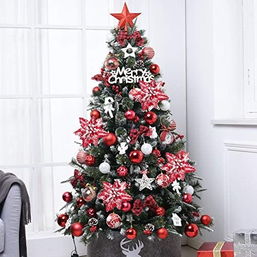 10 PCS Snow Poinsettia Stems, Large 10.6" Christmas Flowers, Red/White - Image 6