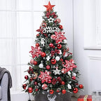 10 PCS Snow Poinsettia Stems, Large 10.6" Christmas Flowers, Red/White - Image 6