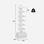 TUTOTAK Narrow Bookshelf, Vertical 8-Tier Bookcase, Spine Book Shelf - Image 2