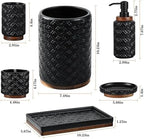 RQYIXI Ceramic Bathroom Accessories Set,Black,6 Piece,with Trash Can - Image 3