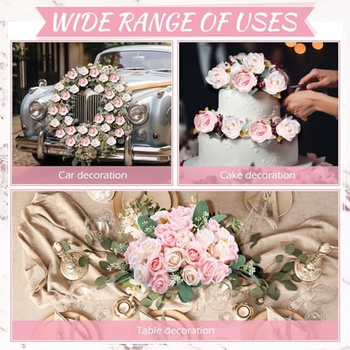Zeyune 12 Bunches Wedding Bridesmaids Bouquets 144 Heads 7 Inch Artificial Rose Bouquets Silk Fake Flower Bulk with Stems for Proposal Anniversary Bridal Shower Home Party Decor(Champagne) - Image 6