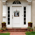Ultra Large 14'' Last Name All Year Round Front Door Wreath with 26 Initial Letter Welcome Sign All Seasons Eucalyptus Garland and Bow Wreaths for Front Door Porch Farmhouse Decoration (L) - Image 3