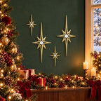 sxnzequnze 4 Pcs Star Wall Art for Home Decor Living Room Bedroom Office Metal 3D,Bling,with Hanging Hook Starburst Midcentury Sculpture Retro Gallery Accent Celestial -Gold 16.5in/9.4in - Image 7
