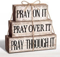 Yuntau 4 Pcs Christian Wooden Block Sign Pray Verse Tiered Tray Decor by Yuntau