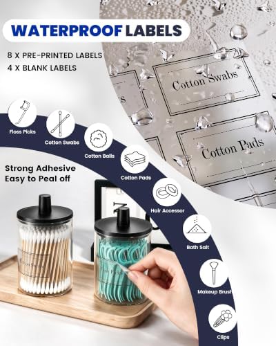Glass Qtip Holder Dispenser - 4 Pack, Bathroom Decor and Organizer - Image 4