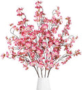 Sggvecsy Artificial Cherry Blossom Flowers 4 Pcs Faux Cherry Blossom Stems Faux Silk Cherry Blossom Branches 41’’ Fake Flowers Long Stems for Vase Arrangements Home Wedding Table Decor (Rose red) by Sggvecsy