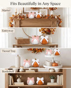 Decorative Resin Pumpkin Figurines Orange White with Bow Fall Decor Harvest - Image 5