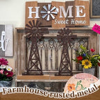 Tandefio 2 Pcs Farmhouse Windmill Table Top Country Decor, Metal Rustic - Image 4