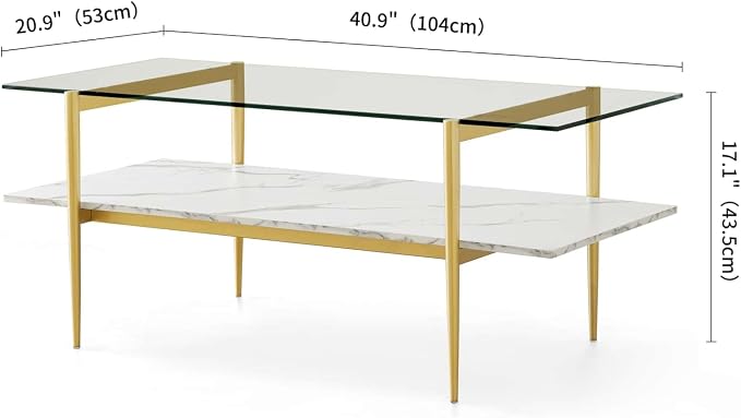 LumFurn Rectangle Coffee Table for Living Room, Mid-Century Modern Design - Image 2